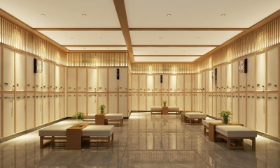 新中式SPA洗浴更衣室3D模型下载